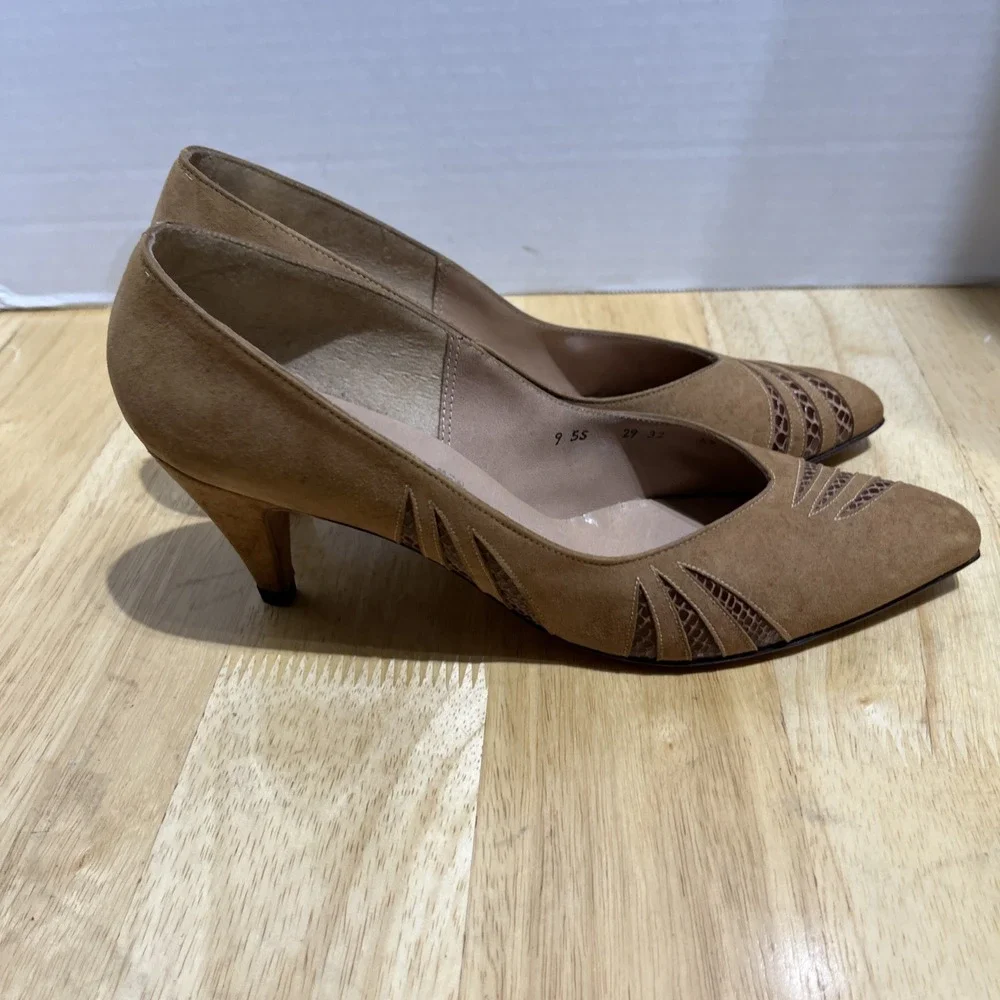 D'Antonio New York Tortoise Shell‎ & Velvet Bow Heels 9 SS